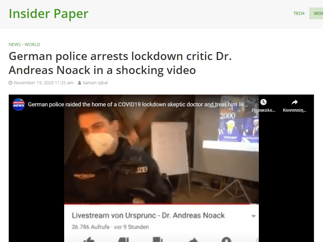 German police arrests lockdown critic Dr. Andreas Noack in a shocking video